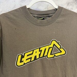 Vintage Leatt Racing T Shirt Mens Medium Brown Motocross MTB Y2k 90s